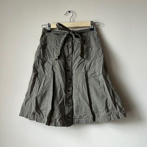 Green Button Down Skirt with Belt